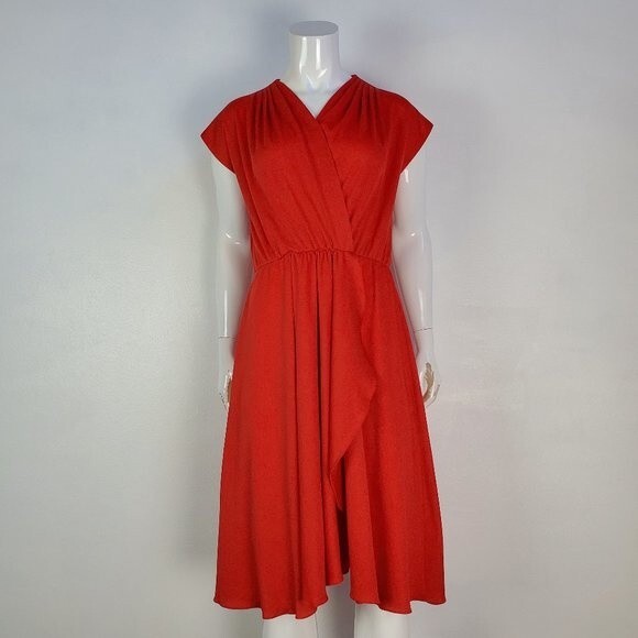 Vintage 70's Alison Peters Red Flutter Dress - Picture 1 of 8